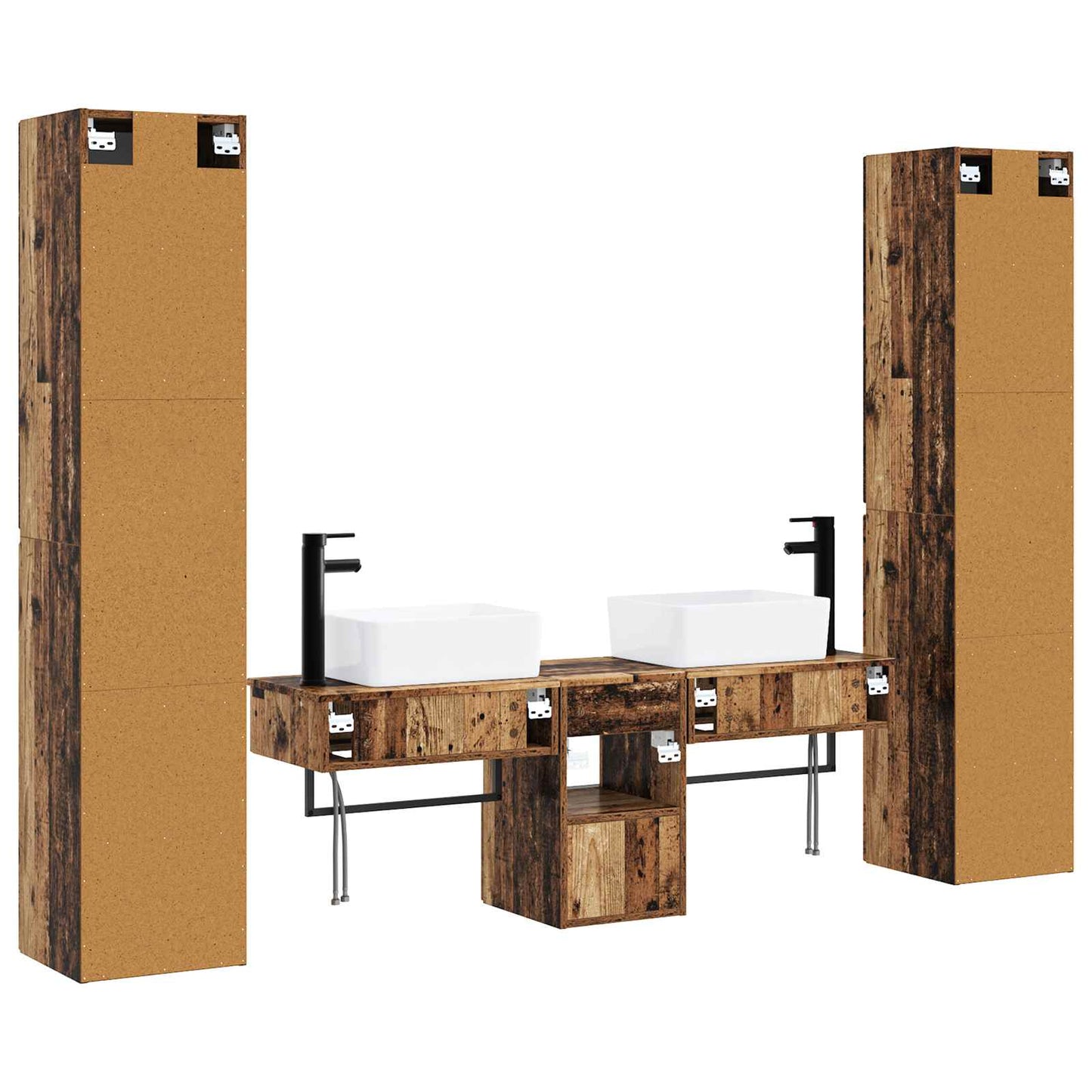 Badkamermeubelset 5 st Oud hout 33 x 34,5 x 160 cm Bewerkt hout