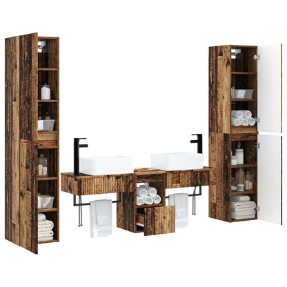 Badkamermeubelset 5 st Oud hout 33 x 34,5 x 160 cm Bewerkt hout