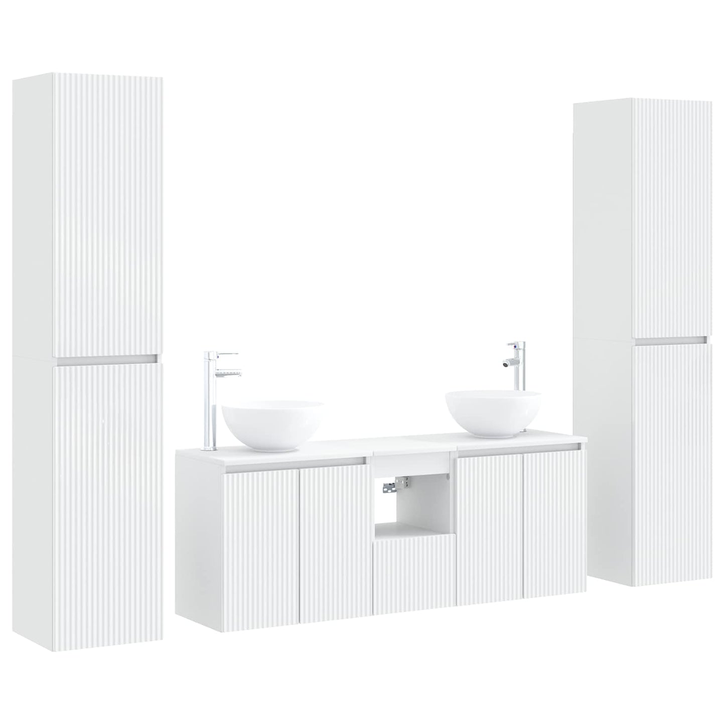 Badkamermeubelset 5 st Wit 33 x 34,5 x 160 cm Bewerkt hout
