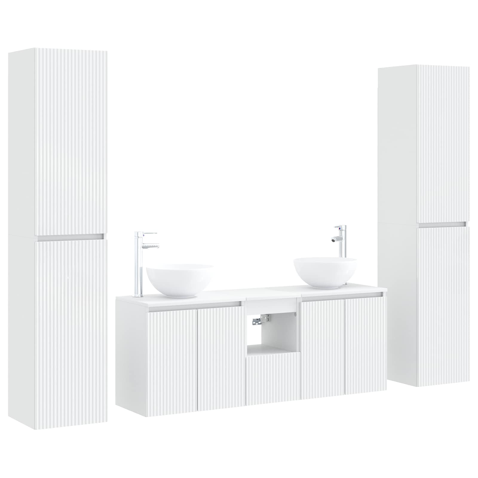 Badkamermeubelset 5 st Wit 33 x 34,5 x 160 cm Bewerkt hout