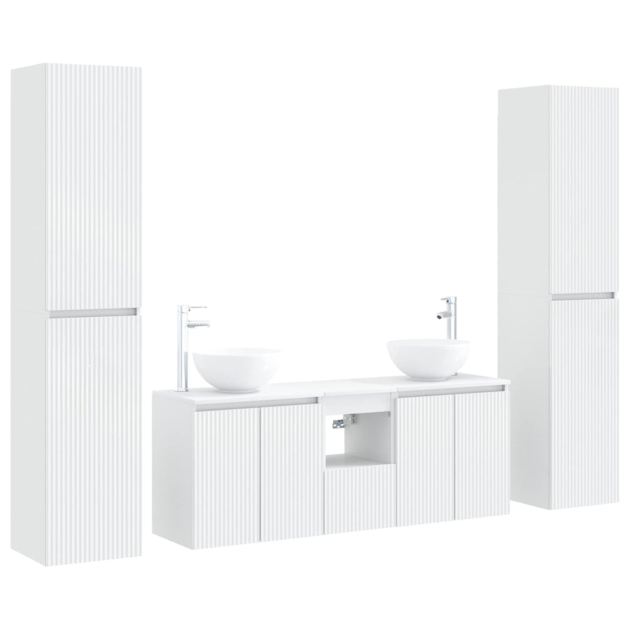 Badkamermeubelset 5 st Wit 33 x 34,5 x 160 cm Bewerkt hout