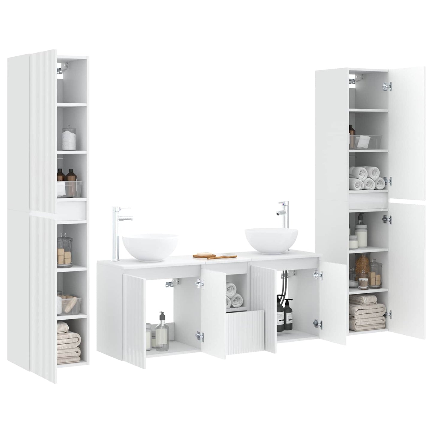 Badkamermeubelset 5 st Wit 33 x 34,5 x 160 cm Bewerkt hout