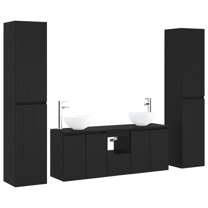 Badkamermeubelset 5 st Zwart 33 x 34,5 x 160 cm Bewerkt hout