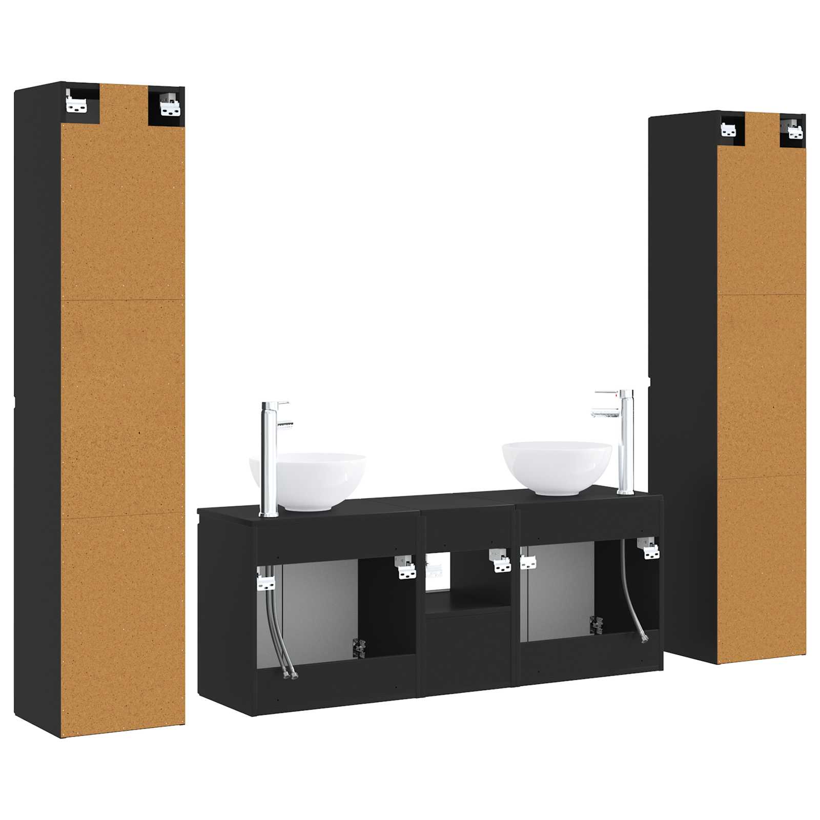 Badkamermeubelset 5 st Zwart 33 x 34,5 x 160 cm Bewerkt hout