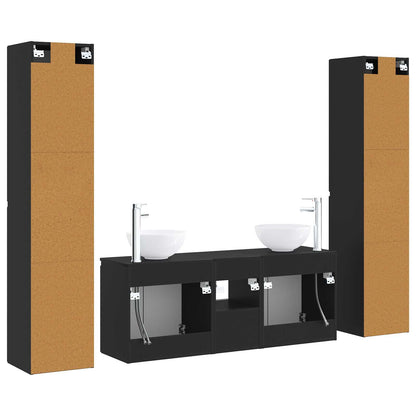 Badkamermeubelset 5 st Zwart 33 x 34,5 x 160 cm Bewerkt hout