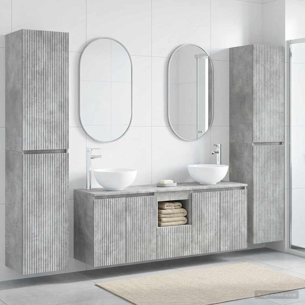 Badkamermeubelset 5 st Betongrijs 33 x 34,5 x 160 cm