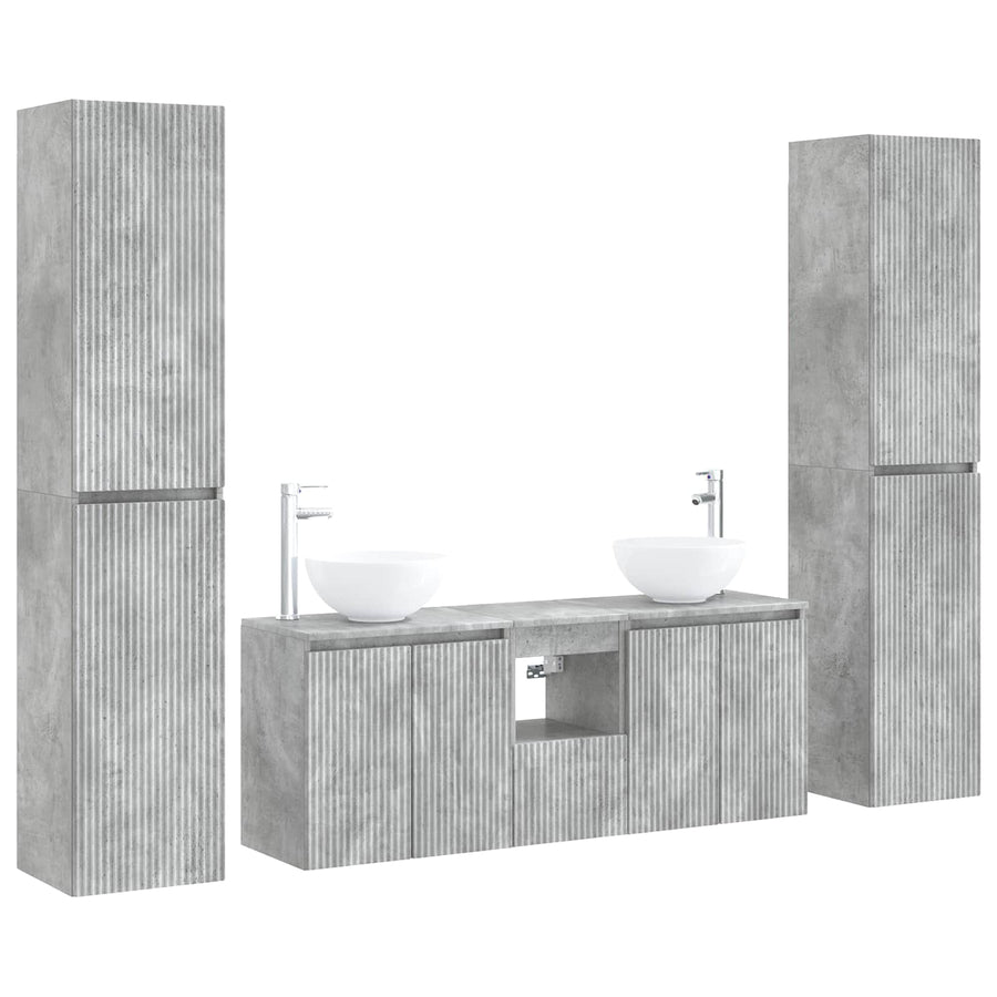 Badkamermeubelset 5 st Betongrijs 33 x 34,5 x 160 cm