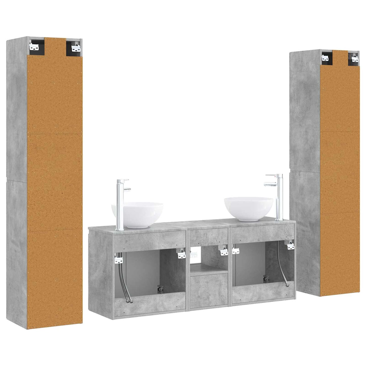 Badkamermeubelset 5 st Betongrijs 33 x 34,5 x 160 cm