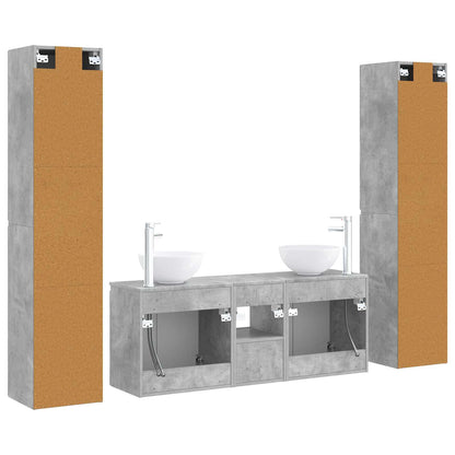 Badkamermeubelset 5 st Betongrijs 33 x 34,5 x 160 cm