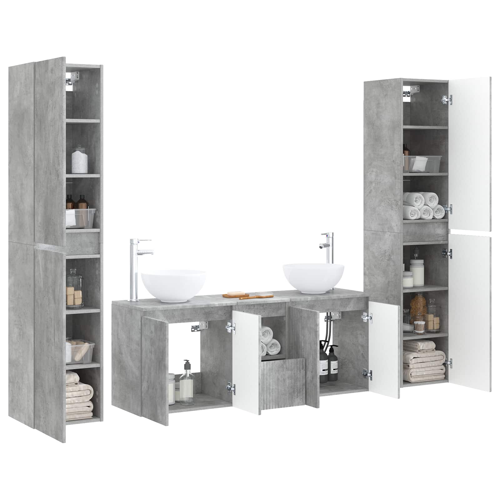 Badkamermeubelset 5 st Betongrijs 33 x 34,5 x 160 cm