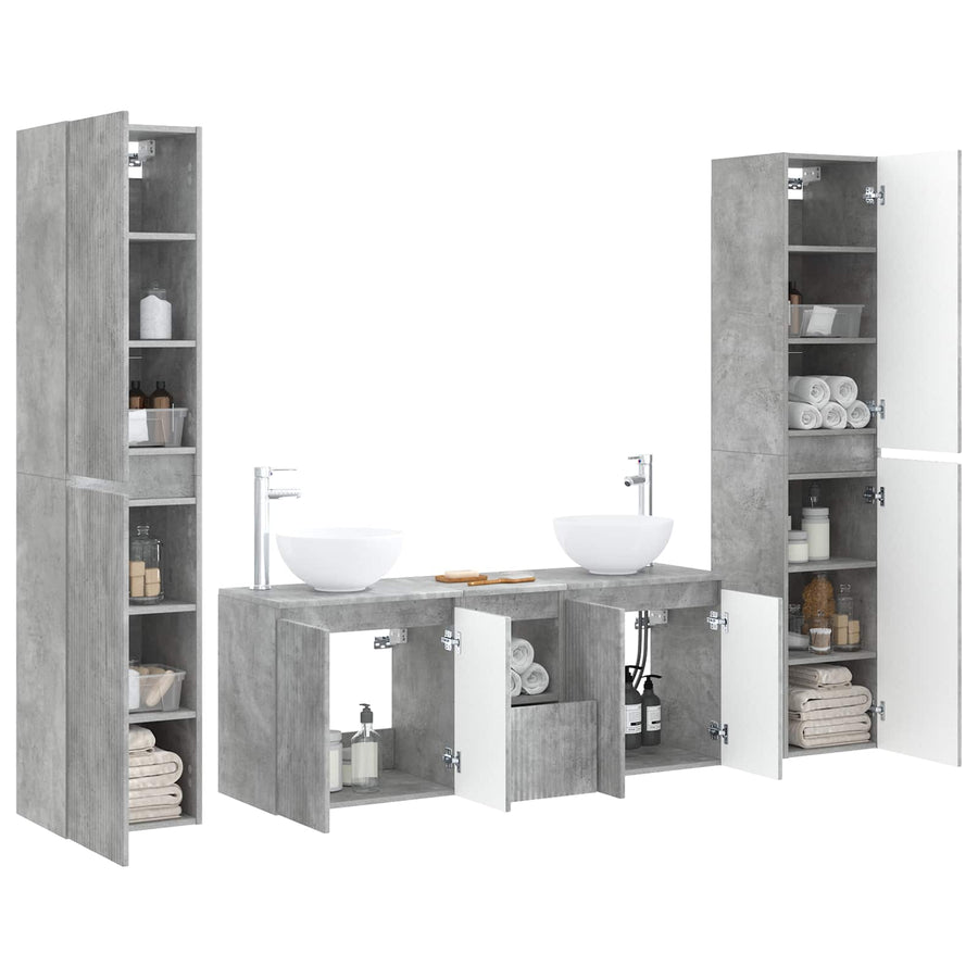 Badkamermeubelset 5 st Betongrijs 33 x 34,5 x 160 cm