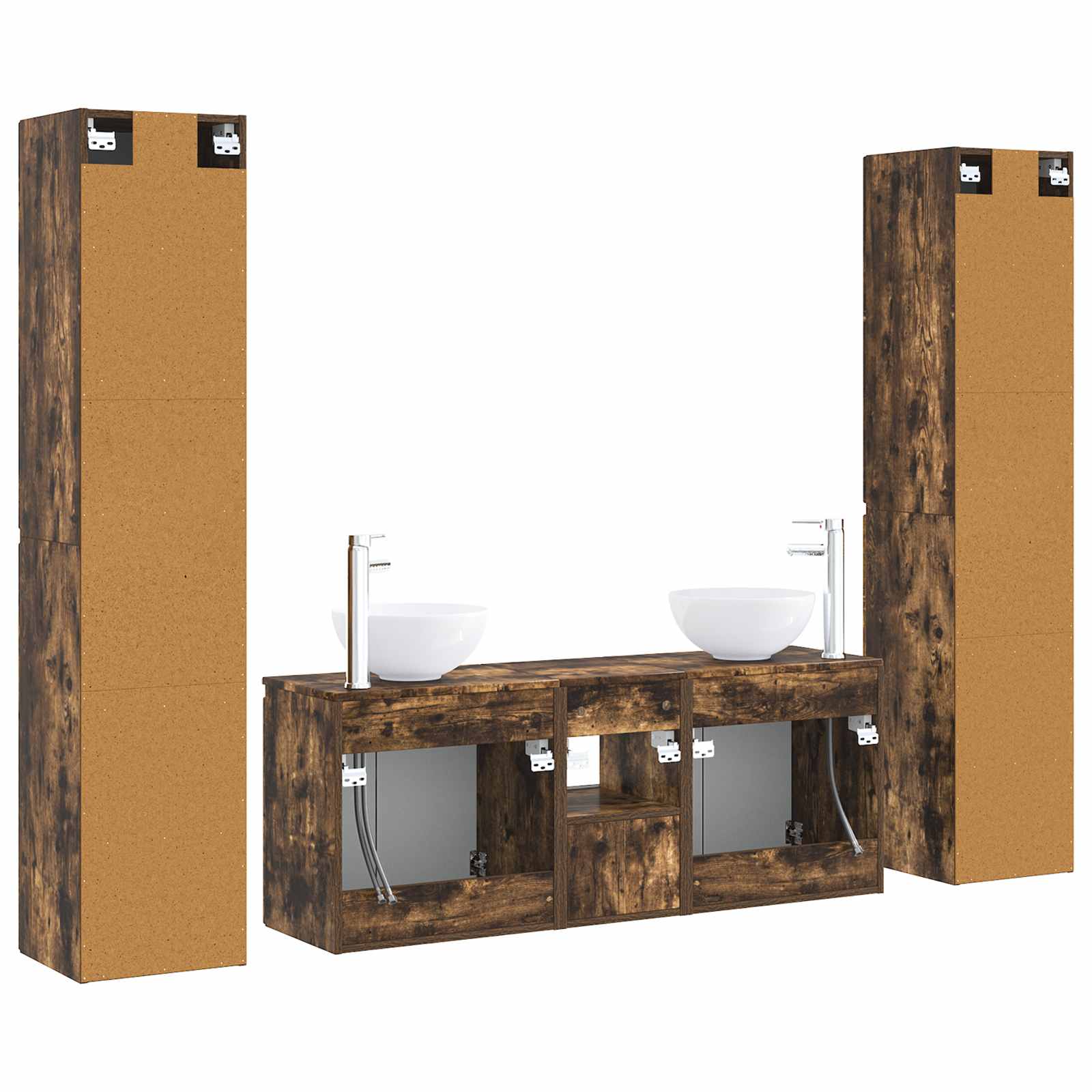 Badkamermeubelset 5 st Gerookt eiken 33 x 34,5 x 160 cm