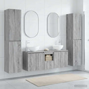 Badkamermeubelset 5 st grijs Sonoma 33x34,5x160 cm wandmontage