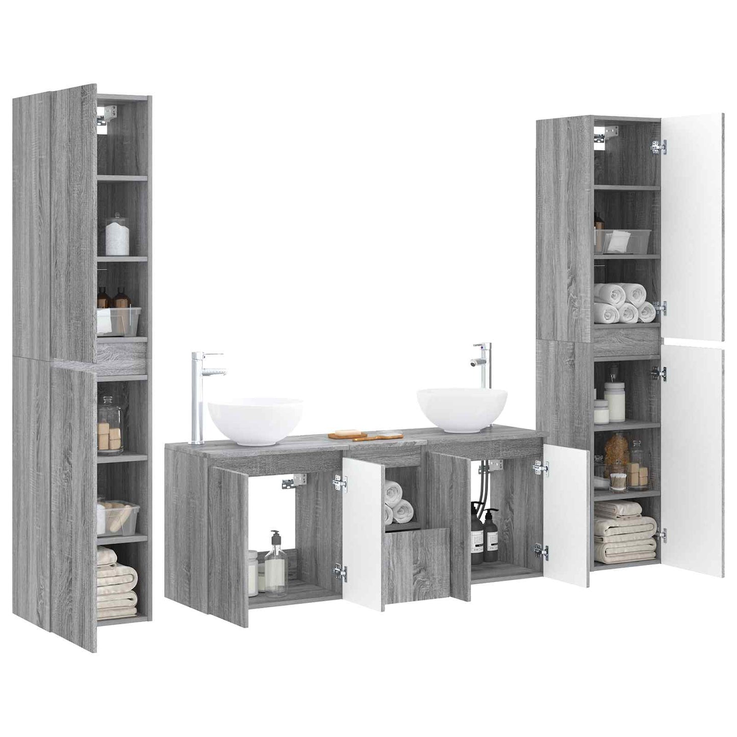 Badkamermeubelset 5 st Grijs Sonoma 33 x 34,5 x 160 cm