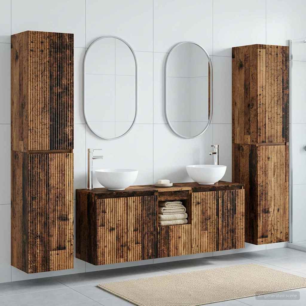 Badkamermeubelset 5 st Oud hout 33 x 34,5 x 160 cm Bewerkt hout