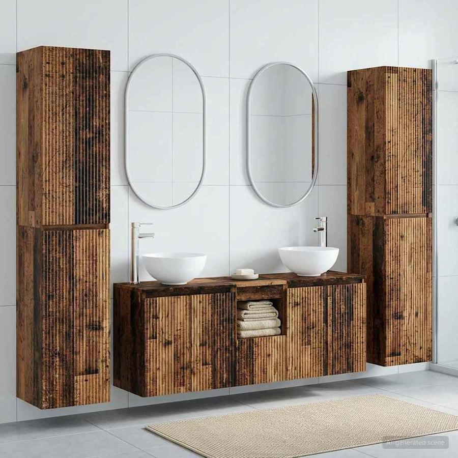 Badkamermeubelset 5 st Oud hout 33 x 34,5 x 160 cm Bewerkt hout