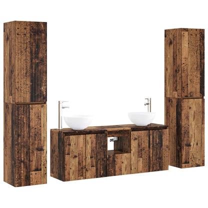 Badkamermeubelset 5 st Oud hout 33 x 34,5 x 160 cm Bewerkt hout