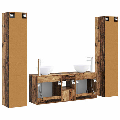 Badkamermeubelset 5 st Oud hout 33 x 34,5 x 160 cm Bewerkt hout