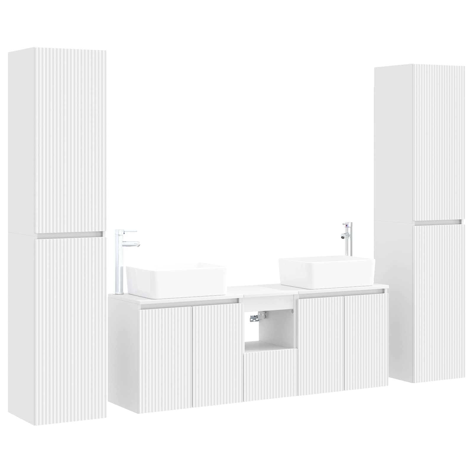 Badkamermeubelset 5 st Wit 33 x 34,5 x 160 cm Bewerkt hout
