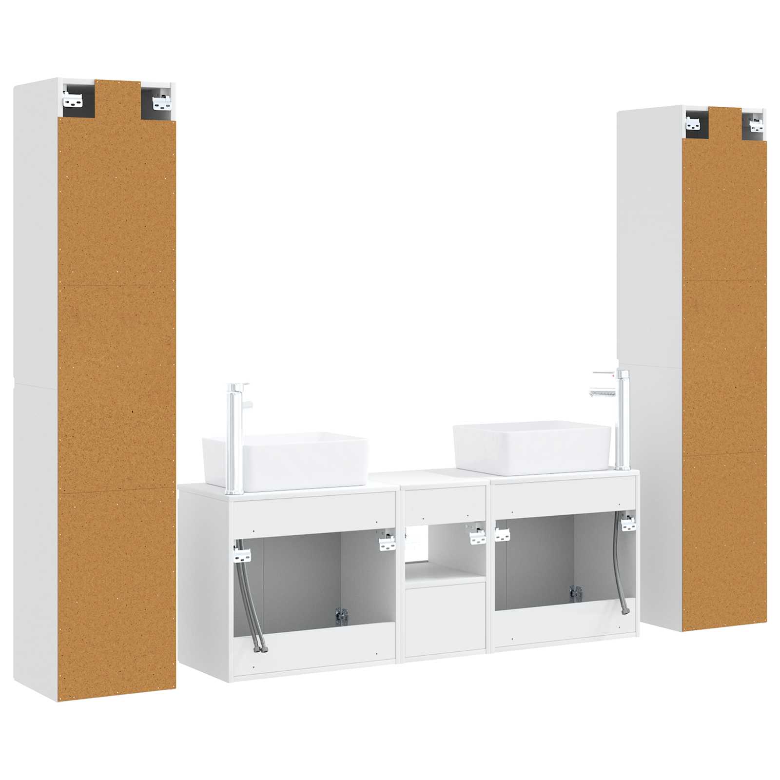 Badkamermeubelset 5 st Wit 33 x 34,5 x 160 cm Bewerkt hout