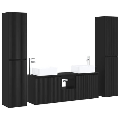 Badkamermeubelset 5 st Zwart 33 x 34,5 x 160 cm Bewerkt hout