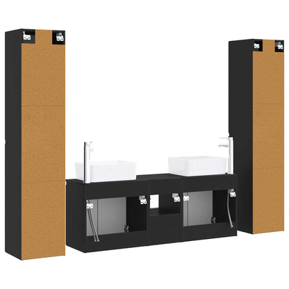 Badkamermeubelset 5 st Zwart 33 x 34,5 x 160 cm Bewerkt hout