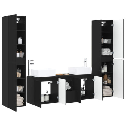 Badkamermeubelset 5 st Zwart 33 x 34,5 x 160 cm Bewerkt hout