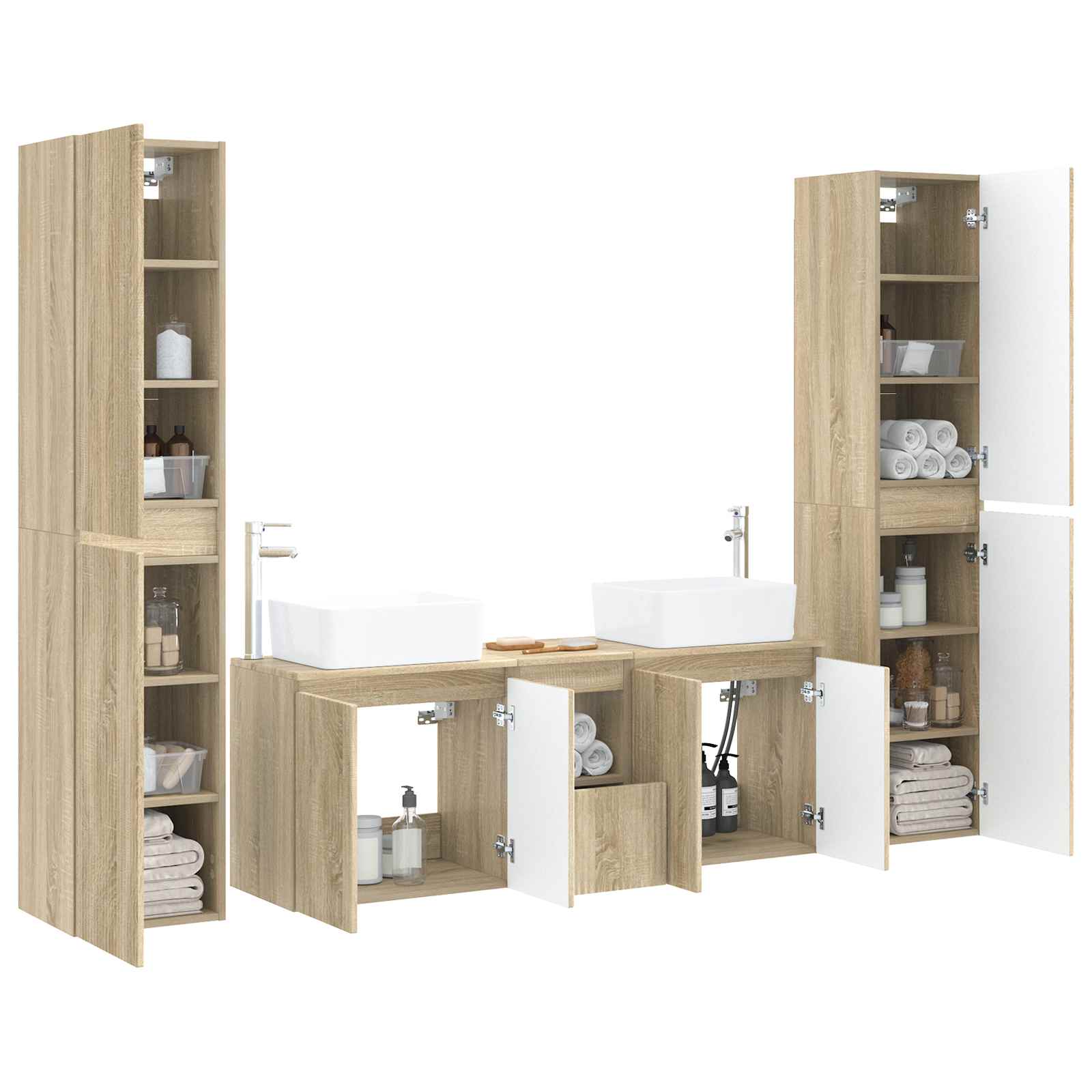 Badkamermeubelset 5 st Sonoma Eiken 33 x 34,5 x 160 cm