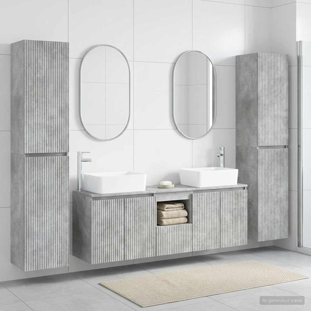 Badkamermeubelset 5 st Betongrijs 33 x 34,5 x 160 cm