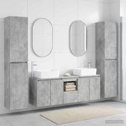 Badkamermeubelset 5 st Betongrijs 33 x 34,5 x 160 cm