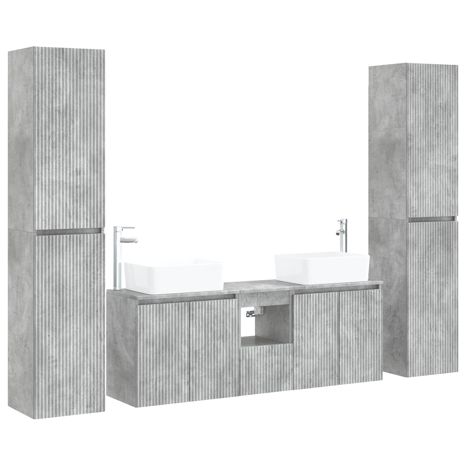 Badkamermeubelset 5 st Betongrijs 33 x 34,5 x 160 cm
