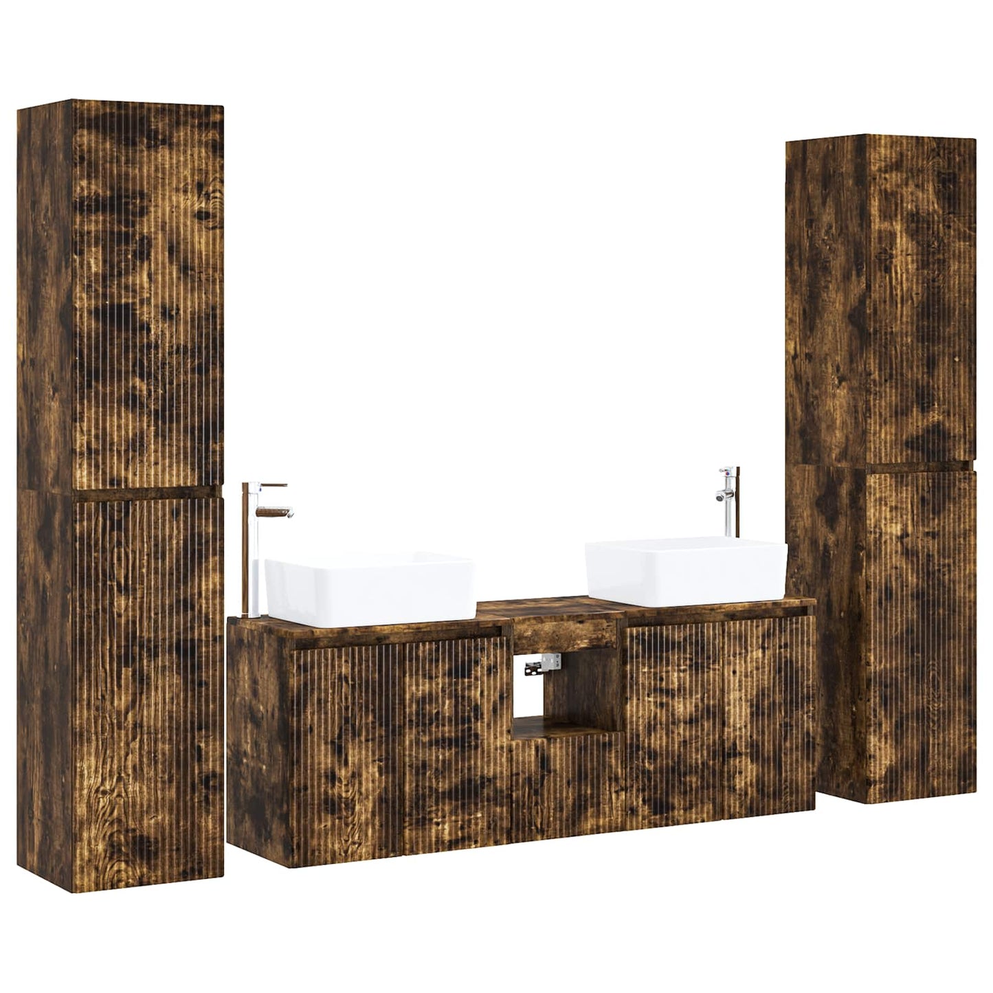 Badkamermeubelset 5 st Gerookt eiken 33 x 34,5 x 160 cm