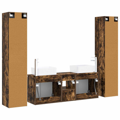 Badkamermeubelset 5 st Gerookt eiken 33 x 34,5 x 160 cm