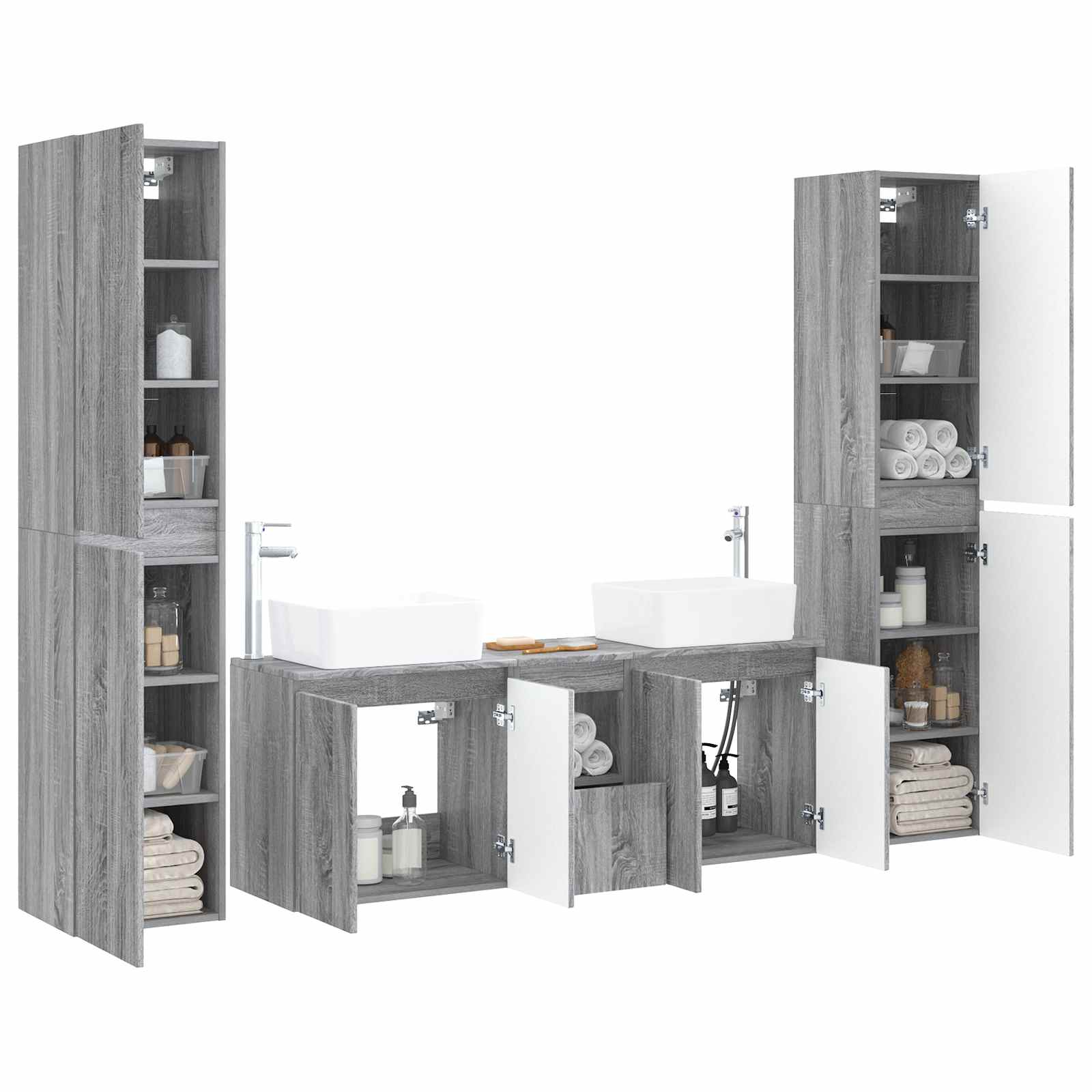 Badkamermeubelset 5 st Grijs Sonoma 33 x 34,5 x 160 cm