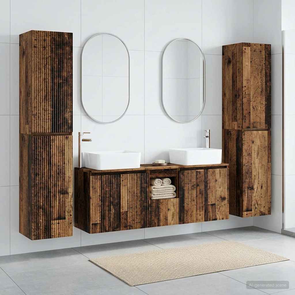 Badkamermeubelset 5 st Oud hout 33 x 34,5 x 160 cm Bewerkt hout