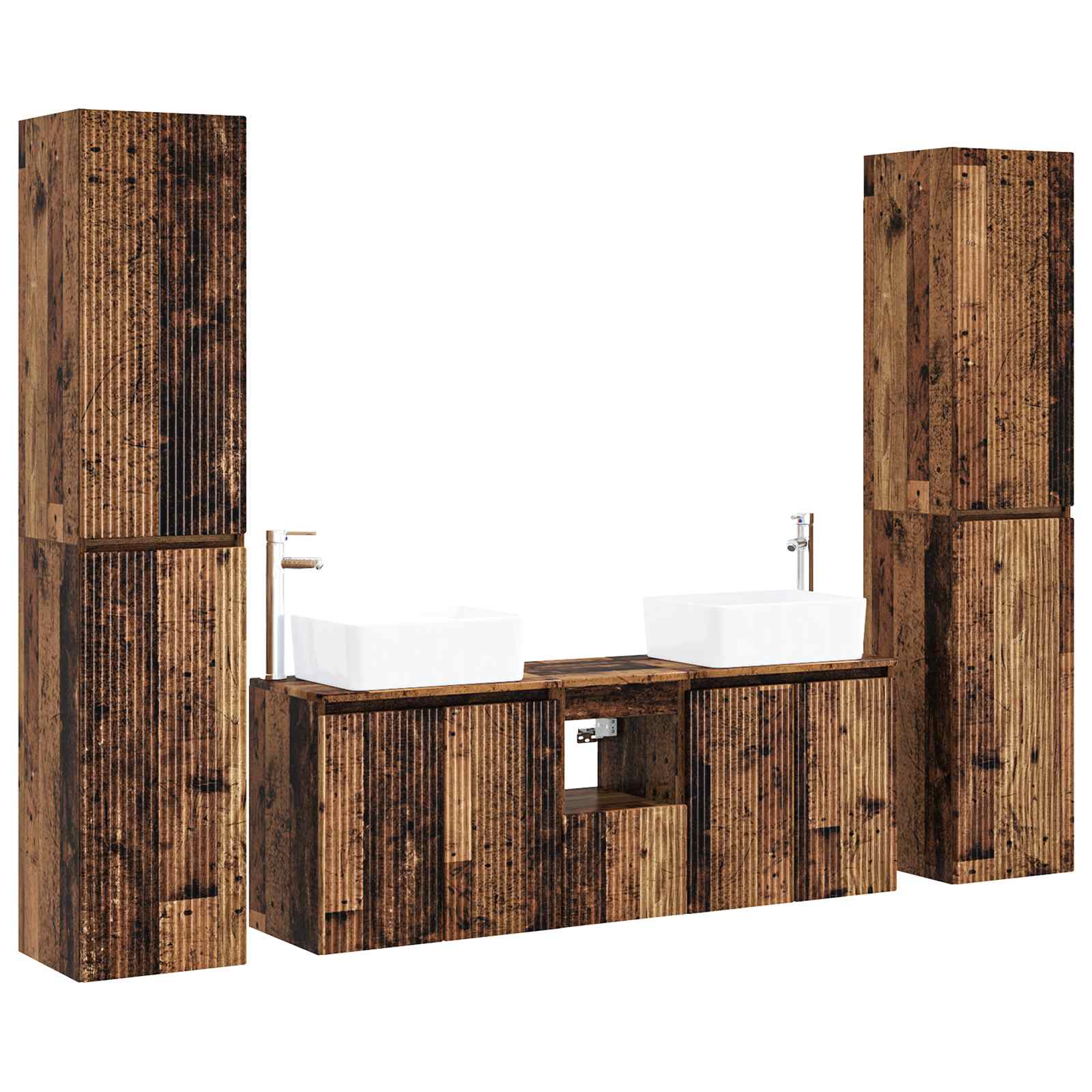 Badkamermeubelset 5 st Oud hout 33 x 34,5 x 160 cm Bewerkt hout