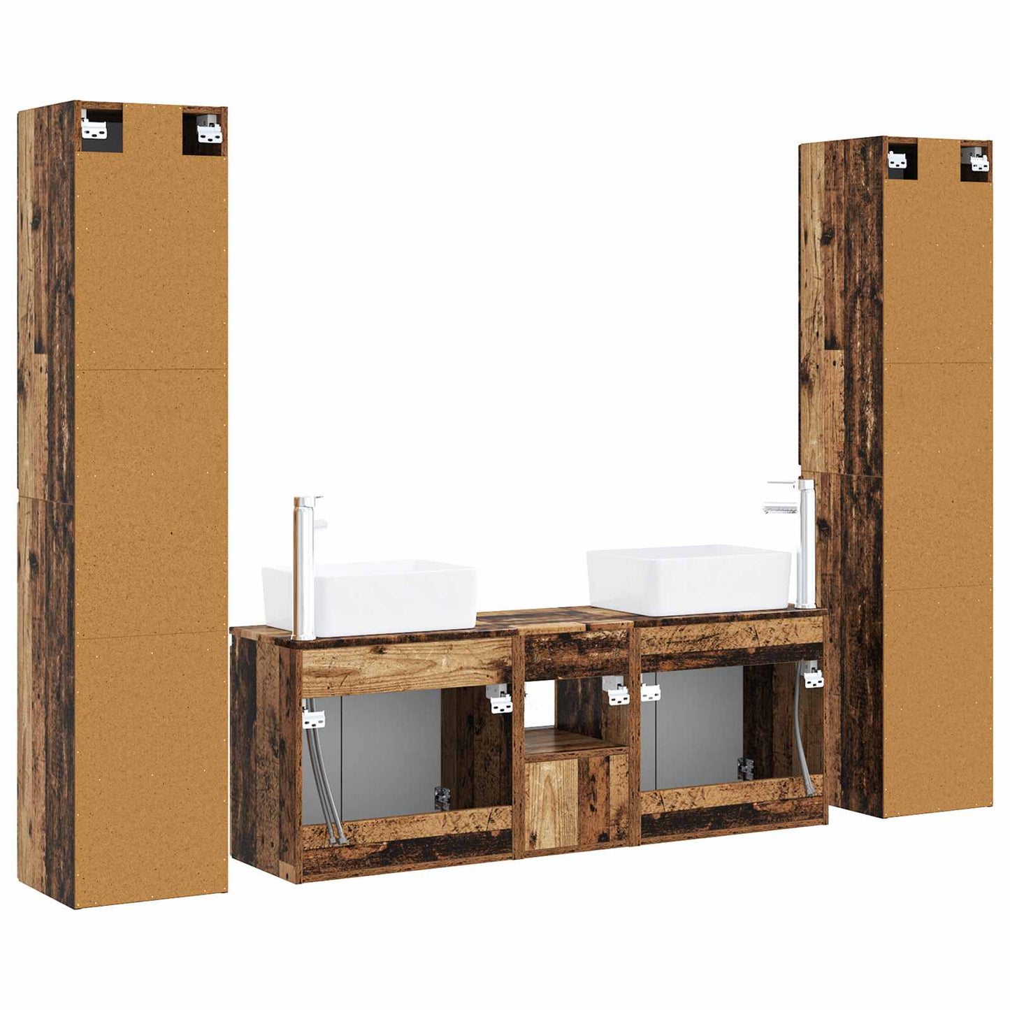 Badkamermeubelset 5 st Oud hout 33 x 34,5 x 160 cm Bewerkt hout
