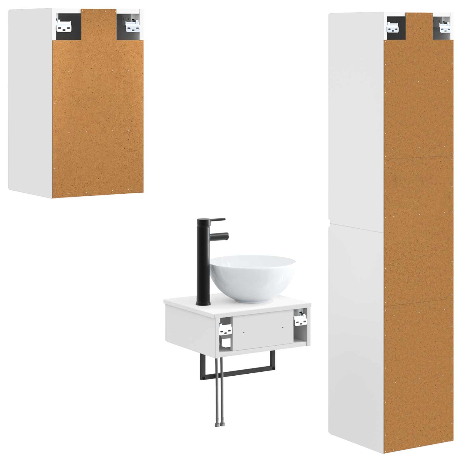 Badkamermeubelset 3 st Wit 33 x 34,5 x 160 cm Bewerkt hout