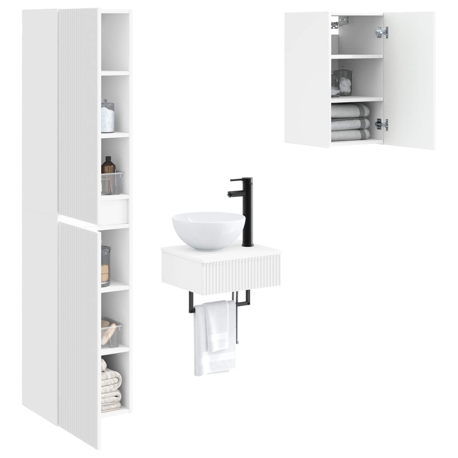 Badkamermeubelset 3 st Wit 33 x 34,5 x 160 cm Bewerkt hout