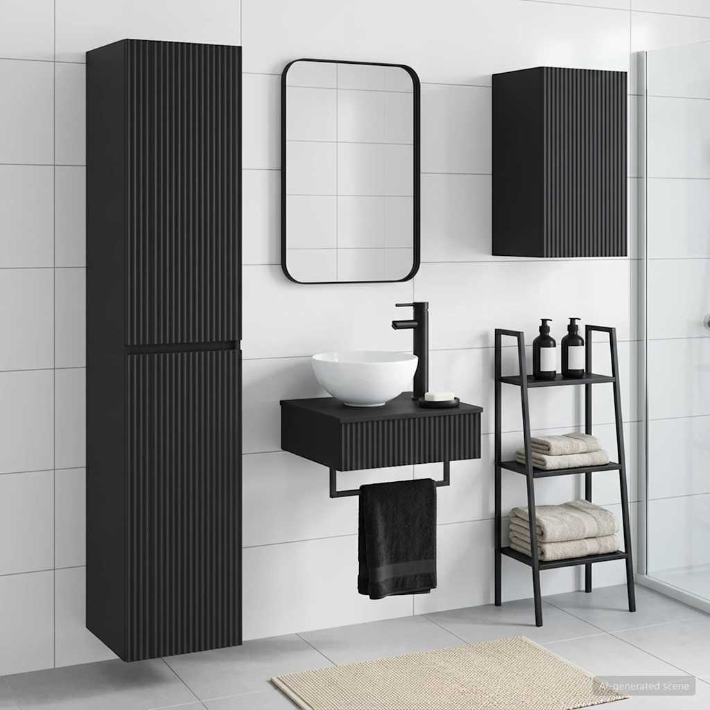 Badkamermeubelset 3 st Zwart 33 x 34,5 x 160 cm Bewerkt hout