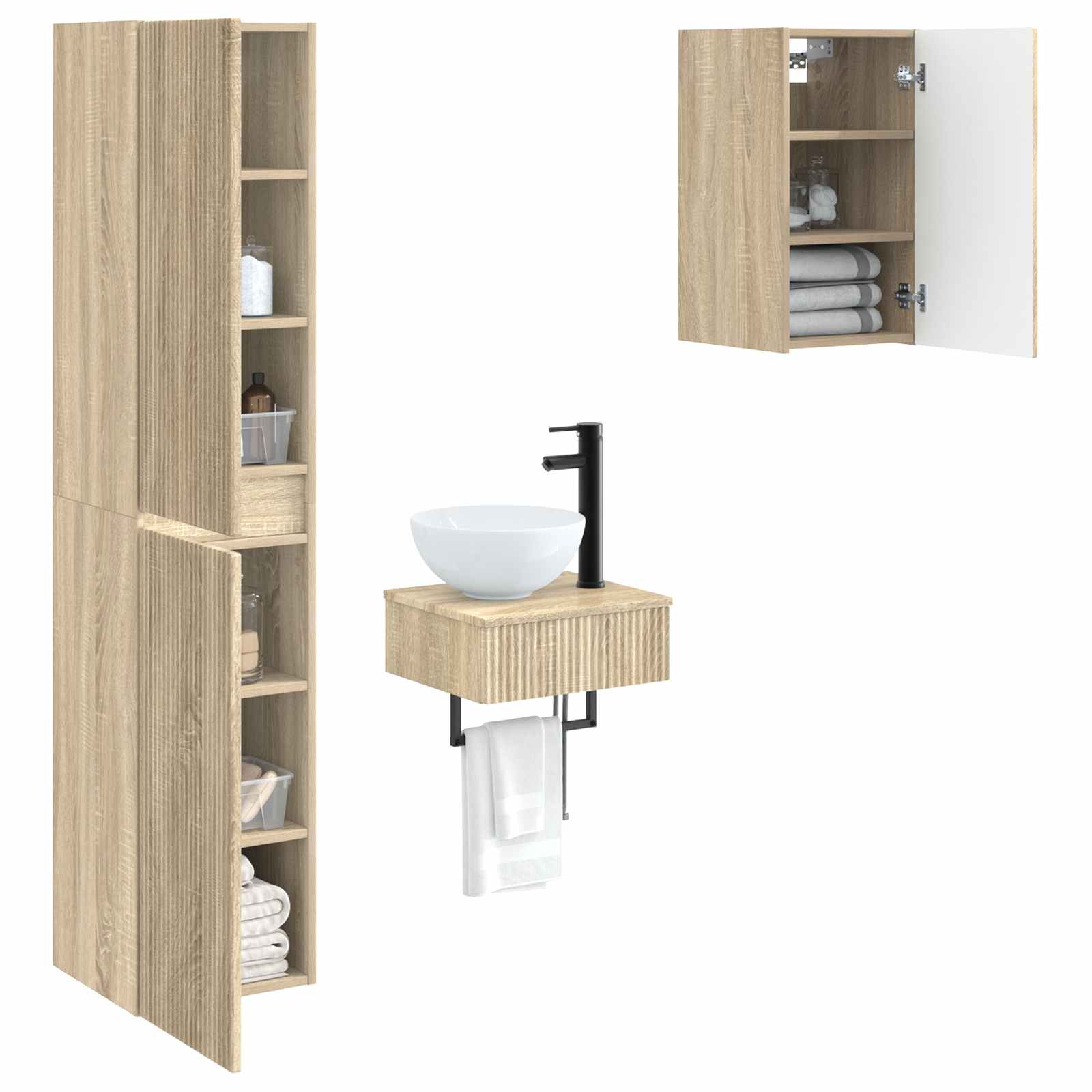 Badkamermeubelset 3 st Sonoma Eiken 33 x 34,5 x 160 cm