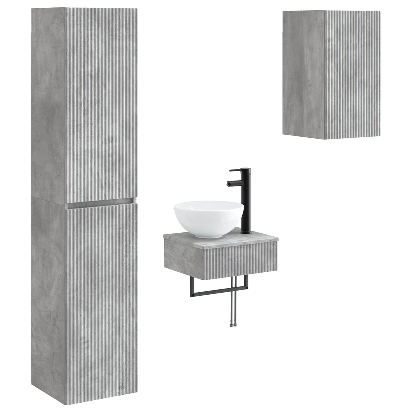 Badkamermeubelset 3 st Betongrijs 33 x 34,5 x 160 cm