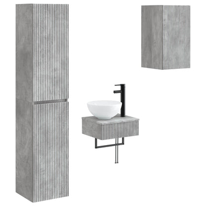 Badkamermeubelset 3 st Betongrijs 33 x 34,5 x 160 cm