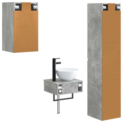 Badkamermeubelset 3 st Betongrijs 33 x 34,5 x 160 cm