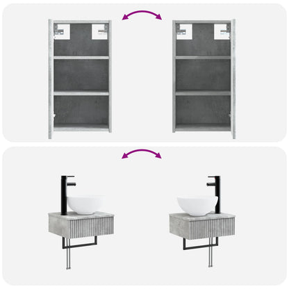 Badkamermeubelset 3 st Betongrijs 33 x 34,5 x 160 cm