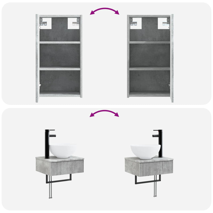 Badkamermeubelset 3 st Betongrijs 33 x 34,5 x 160 cm