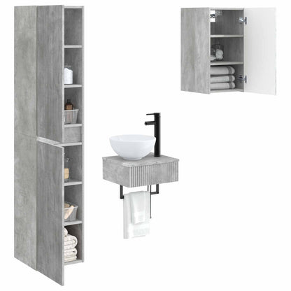 Badkamermeubelset 3 st Betongrijs 33 x 34,5 x 160 cm