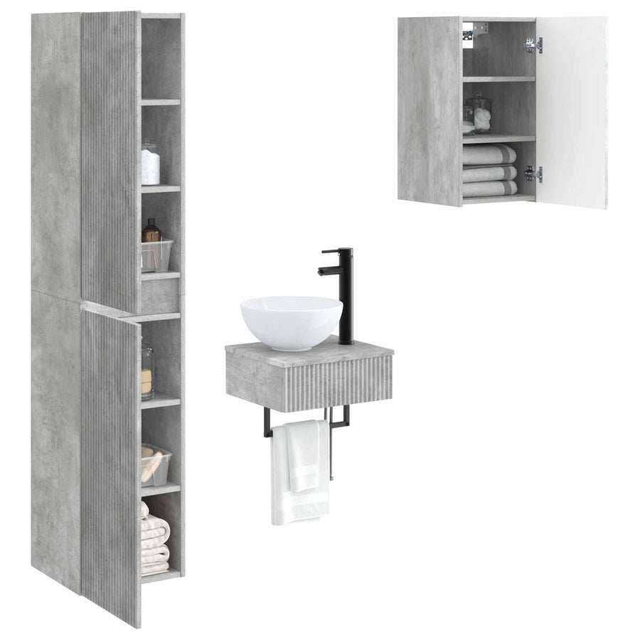 Badkamermeubelset 3 st Betongrijs 33 x 34,5 x 160 cm