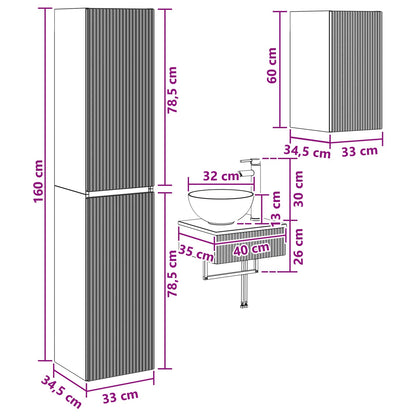 Badkamermeubelset 3 st Betongrijs 33 x 34,5 x 160 cm