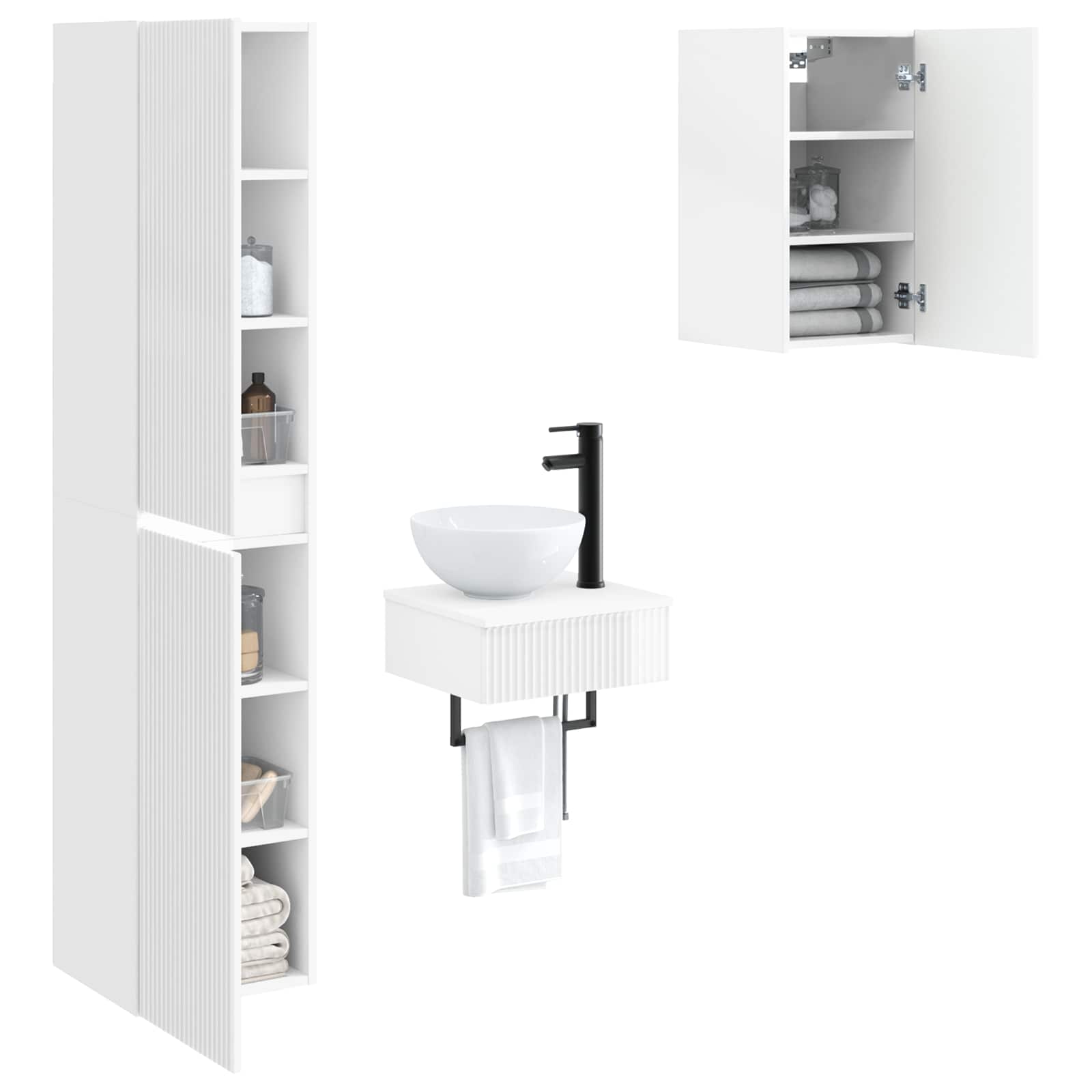 Badkamermeubelset 3 st Hoogglans Wit 33 x 34,5 x 160 cm